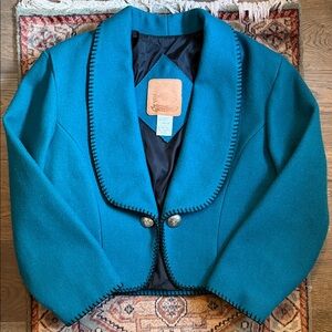VTG Teal Women's Western Jacket with Black Trim